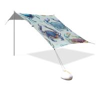Tenda da spiaggia portatile da campeggio parasole baldacchino UPF 50+ protezione UV parasole granchio sfondo blu-grigio modello