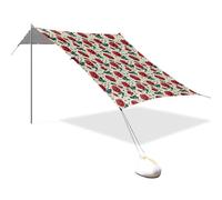 Tenda da spiaggia portatile da campeggio parasole baldacchino UPF 50+ protezione UV parasole motivo rosa rossa