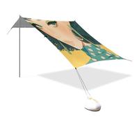 Tenda da spiaggia retrò per giovani donne, protezione UPF50+, impermeabile, con pala per sabbia, sacchi di sabbia, pali di stabilità per cortile, prato, parco