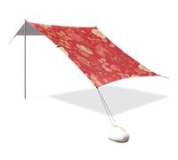 Tenda da spiaggia rosa, bianca, rosa, rossa, UPF50+, facile da installare, grande riparo da sole, include pala di sabbia, sacchi di sabbia, pali di stabilità per cortile e campeggio