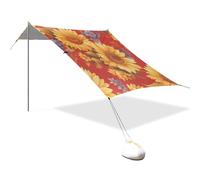 Tenda da spiaggia rossa con girasole incandescente UPF50+, facile da installare, grande parasole con borsa per il trasporto, per viaggi in famiglia, picnic e campeggio
