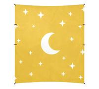 Tenda da spiaggia stabile con stelle e luna, colore giallo, UPF50, facile da installare, con pali robusti, sacchi di sabbia e pala per cortile e campeggio