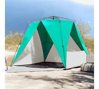 Tenda da Spiaggia Verde Impermeabile 4 Persone con Sistema Rilascio Rapido per Protezione Solare e Vento, Leggera e Portatile per Uso Estivo, Design Stabile con Picchetti