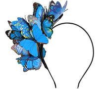 Tenda da sudore nera eclettica con farfalla scintillante per carnevale, matrimoni, sfilate di moda, fascia da basket (blu, taglia unica)