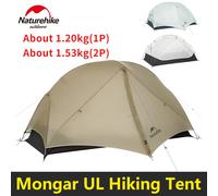Tenda da trekking Naturehike Mongar UL per 1 2 persone Tenda da campeggio da viaggio per zaino in spalla ultraleggera impermeabile in nylon 15D a doppio strato Gray 1 Person