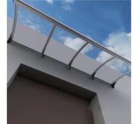 Tenda da Veranda Pensilina Tettoia in Policarbonato e Alluminio Silver,Tettoia per Porta e Ingresso,Garden Pensilina da Esterno,Larghezza 65/80/90/100/120/150 Cm Opzionale (65x140cm/26"x55")