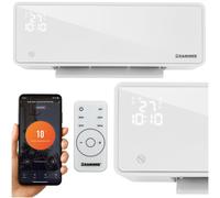 Tenda d'aria riscaldante wifi da parete 2000w lcd app zelvion + telecomando bianco