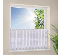 Tenda della Finestra Grafico Altezza 45 cm | può Scegliere la Larghezza in segmenti da 30 cm, Come Vuole | Colore: Bianco | Tendine Cucina