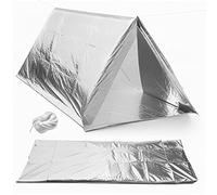 Tenda di emergenza per 2 persone, ultraleggera in pellicola di alluminio termoisolante, con corda di nylon, per attività all'aperto, campeggio, sopravvivenza