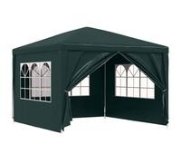 Tenda di ricezione 3 x 3 m verde con pannelli laterali e acciaio | Polietilene -UV, resistente all'acqua, porte con cerniera, finestre decorative, montaggio facile, uso bel tempo solo