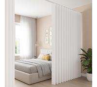 Tenda divisoria extra larga, H213 x 254 cm, impermeabile, divisoria per stanza da appendere con ganci, divisoria pieghevole per bagno, camera da letto, soggiorno, ufficio, protezione privacy (bianco)