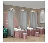 Tenda divisoria grigio chiaro, separatore per soggiorno, salone di bellezza, sala conferenze, asta per tenda in metallo dorato inclusaDecorazione elegante e funzionale