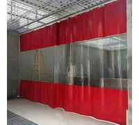 Tenda divisoria per Esterni Resistente - Divisorio per autolavaggio Resistente alle intemperie con Finestra Trasparente per Garage, Magazzini e Uso Industriale - Rossa (4,2x2,5 m / 13,8x8,2