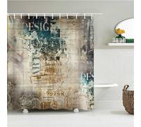 Tenda Doccia 120x190cm Tenda Vasca da Bagno Antimuffa Impermeabile Antibatterica Poliestere Lavabile in Lavatrice 3D Tenda Esterno con 12 Ganci per Famiglia Appartamento Hotel Decor Graffiti retrò