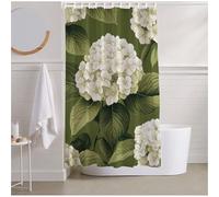 Tenda Doccia 150 x 180 Tenda per Doccia Verde Shower Curtain Orlo Ponderato Asciugatura Rapida con anelli, Impermeabile Tessuto in Poliestere, Tende Ortensia per Bagno Dormitorio Famiglia Hotel R2-87