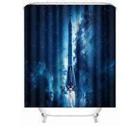 Tenda Doccia 180x200 cm Razzo Pianeta Galassia Universo Tenda per Doccia Polyester Lavabile, Rapida con 12 Ganci, Asciugatura Tende Vasca da Bagno per Casa Hotel, Orlo Ponderato, Motivo