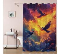 Tenda Doccia 180x220 cm, Tenda Doccia Antimuffa Bird, Extra Lunga Shower Curtain Arancia con Occhielli e 12 Ganci, Impermeabile Asciugatura Rapida Tessuto in Poliestere, per Bagno Hotel 9Q-425