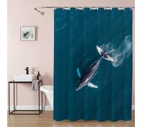 Tenda Doccia 200x220 cm, Tenda Doccia Antimuffa Marina, Extra Lunga Shower Curtain Balena con Occhielli e 12 Ganci, Impermeabile Asciugatura Rapida Tessuto in Poliestere, per Bagno Hotel 9Q-162