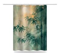 Tenda Doccia 200x240 cm, Tenda per Doccia Stile Rurale Antimuffa Impermeabile, Tende per Vasca da Bagno con Ganci, Tessuto in Poliestere Bambù Shower Curtain Lavabile con Orlo Ponderato (LB788)