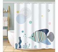 Tenda Doccia 200x240 Geometria, Antimuffa Pesce Tenda Vasca da Bagno, 3D Tenda per Doccia in Poliestere Impermeabile, Lavabile Tende Doccia Tessuto, con 12 Ganci