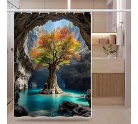 Tenda Doccia Alberi e Foglie Autunnali Impermeabile in Poliestere Tessuto Tende da Doccia Grotta All'aperto 3D Antimuffa Shower Curtain 100x200 Tenda Vasca da Bagno Lavabile con 8 Ganci C.1496