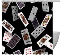 Tenda Doccia Antimuffa 200x200 Poker 3D Tenda da Doccia Poker Tenda per Doccia Polyester Lavabile Con 12 Anelli Tende da Doccia, Y7723