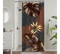 Tenda Doccia Antimuffa, Uiiooazy Tenda da Doccia Piccola 90x180cm Boho Style Borgogna Tropicale Foglie di Palma Giungla Tende per Bagno Tessuto Lavabile Impermeabile Tende Vasca da Bagno con 6 Anelli