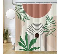 Tenda Doccia Astratta, Uiiooazy Tenda da Doccia Foglie Verde Linee Nere Geometrico Tenda per Doccia Antimuffa Impermeabile Tessuto Poliestere Lavabile Tende per Vasca da Bagno con 12 Ganci 180Lx180Acm