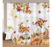 Tenda Doccia Autunno Zucca Gnomo Foglie D'Acero Thanksgiving Tende per Doccia in