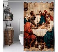 Tenda Doccia Bianco Tenda Doccia HD Stampa 160x200cm, Shower Curtain L'Ultima Cena Modello Impermeabile Poliestere Shower Curtain con 12 Anelli Orlo Ponderato per Dormitorio, Regalo -ly2507222LJ37