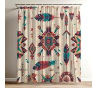 Tenda Doccia Boemia Tenda Doccia 200x240 cm, Lavabile Poliestere Shower Curtain Piuma, Impermeabile e Facile da Pulire, Non Trasparente Tende per Vasca da Bagno Asciugatura Rapida con 12 Ganci Wy-446