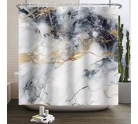 Tenda Doccia Marmo Dorato Bianco Tenda Doccia Antimuffa Polyester Tenda per Doccia Lavabile Tende Finestra Bagno Impermeabile Tende Doccia con 12 Ganci Tenda Doccia 200x240