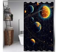 Tenda Doccia Nero Tenda Doccia HD Stampa 100x180, Shower Curtain Pianeta Modello Impermeabile Poliestere Shower Curtain con 12 Anelli Orlo Ponderato per Dormitorio, Famiglia, Hotel, Regalo -ly2507200