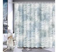 Tenda Doccia Pianta di Cedro Impermeabile in Poliestere Tessuto Tende da Doccia Natale Invernale 3D Antimuffa Shower Curtain 90x200 Tenda Vasca da Bagno Lavabile in lavatrice con 8 Ganci C.1810