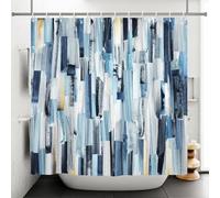 Tenda Doccia Pittura a Olio Blu Scuro Impermeabile in Poliestere Tessuto Tende da Doccia Arte Astratta 3D Antimuffa Shower Curtain 120x200 Tenda Vasca da Bagno Lavabile in lavatrice con 8 Ganci C.1975