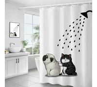 Tenda doccia vasca bagno impermeabile pvc 12 ganci con cane e gatto 200x180 cm