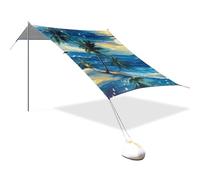 Tenda e baldacchino da spiaggia con alberi di cocco, stelle e oceano, protezione solare leggera per esterni, con borsa per il trasporto, per campeggio, pesca, divertimento in cortile o picnic