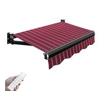 Tenda elettrica retrattile per patio, telecomando e manovella manuale, elegante design a strisce, parasole per esterni per porte e finestre, protezione dalle intemperie 3 x 1,5 m