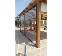 Tenda Ermetica Con Guide Laterali In Pvc Cristal Trasparente Con Cassonetto - Stecche Antivento: Con 1 stecca, Comando: Solo Motore, Misura: L. da 351 a 390 CM X H. 250