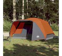 Tenda Famiglia 6 Persone Grigio Arancione Con Portico