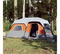 vidaXL Tenda Famiglia LED 9 Persone Grigio/Arancione Rilascio Rapido