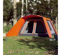Tenda Famiglia Portico 9 Pers. Grigio Arancione Rilascio Rapido