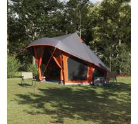 Tenda famiglia Tipi in grigio e arancione per 10 persone - Tenda impermeabile e ignifuga con design traspirante per campeggio e avventure all'aria aperta