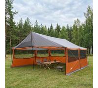 Tenda familiare, 6 metri, grigio e arancione, 600 x 400 x 268 cm