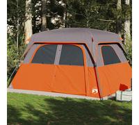 vidaXL Tenda Familiare Cabina 6 Persone Grigia Arancione Impermeabile, Tenda da Campeggio, Tenda da Esterno, Tenda Impermeabile, Tenda da Giardino