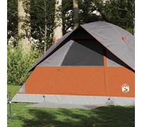 Tenda Familiare a Cupola 6 Persone Grigio e Arancione Impermeabile