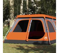 Tenda Familiare a Cupola per 8 Persone, Grigio e Arancione, Impermeabile e Antivento, Sistema Sgancio Rapido, per Campeggio e Spiaggia, 438 x 268 x 210 cm