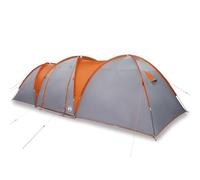 Tenda familiare a cupola per 8 persone, grigio e arancione, impermeabile, poliestere 185T con rivestimento in poliuretano, ideale per campeggio e avventure all'aria aperta