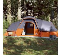 Tenda Familiare Cupola 11 Persone Impermeabile Grigia Arancione per Campeggio Avventura, Design Moderno con Ventilazione Eccellente e Protezione Zanzare, Facile Installazione