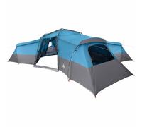 Tenda familiare Taffettà blu impermeabile per 16 persone con cinque ampi | Resistente taffetà impermeabile, antivento, porta E, gancio per appendere, fibra di vetro e pali in acciaio
